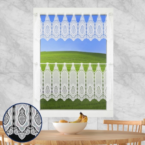 Mei�en - n�hfreie Landhaus-Spitze  Bistro-Gardine wei� oder ecr�