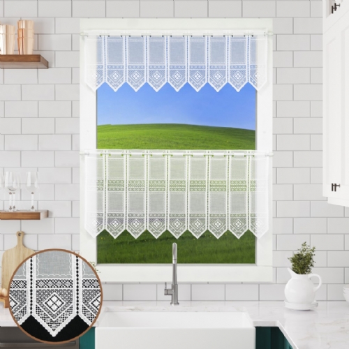 Voigtsberg - n�hfreie Landhaus Gardine Stickerei Spitze wei� oder creme