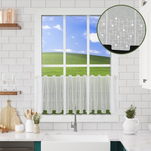 Klingenthal wei� oder creme - n�hfreier Kurz-Store Bistro-Gardine Schneeball-Spitze