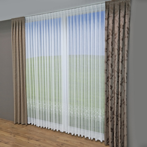 Seiffen - Gardine Meterware Stickerei ungen�ht Fein-K�seleinen wei� creme