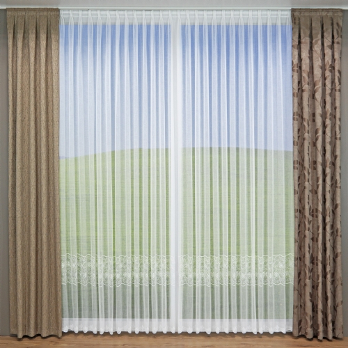 Seiffen - Gardine Meterware Stickerei ungen�ht Fein-K�seleinen wei� creme