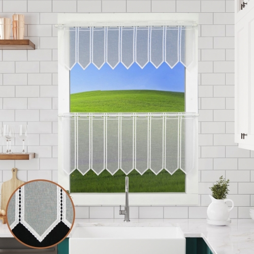 Aue - n�hfreie Landhaus-Gardine Spitze wei� oder creme