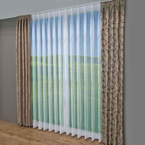 Grimma - Store Gardine Meterware Stickerei ungen�ht mit Bleiband versch. Farben