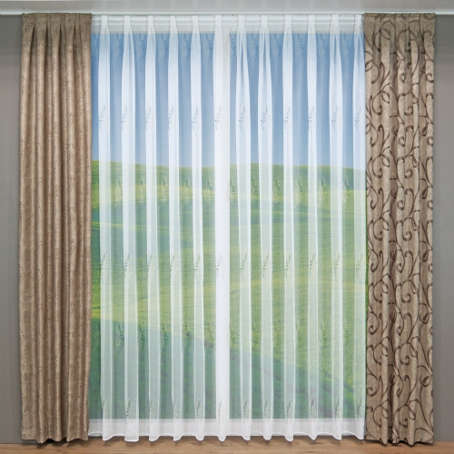 Grimma - Store Gardine Meterware Stickerei ungen�ht mit Bleiband versch. Farben