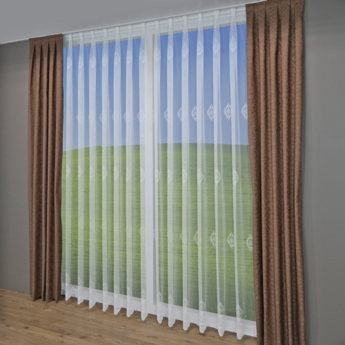 Gablenz - Gardine Meterware Stickerei ungen�ht Drehersabl� wei� creme