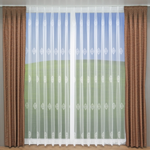 Gablenz - Gardine Meterware Stickerei ungen�ht Drehersabl� wei� creme