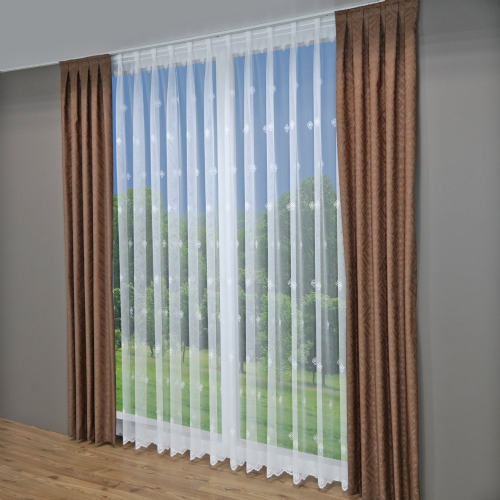 Niesky - Gardine Meterware Stickerei ungen�ht Drehersabl� wei� creme