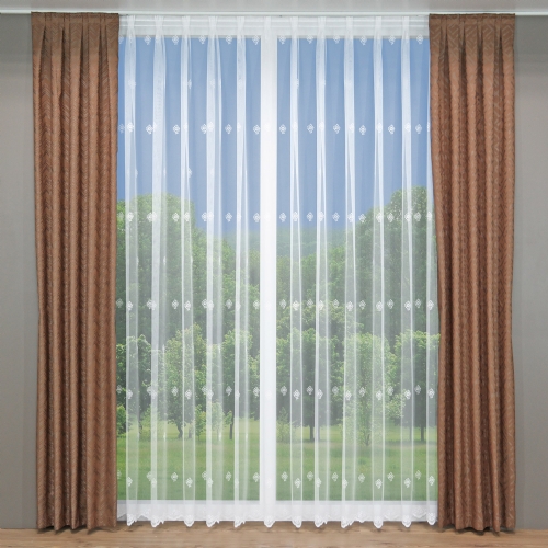 Niesky - Gardine Meterware Stickerei ungen�ht Drehersabl� wei� creme