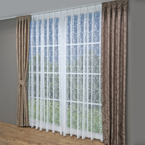 Waldheim - Store Gardine Meterware Stickerei ungen�ht Markisette wei� natur