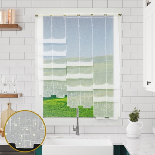 Oberwiesenthal - n�hfreies Raff-Panneaux  Clip-Rollo Raff-Gardine creme