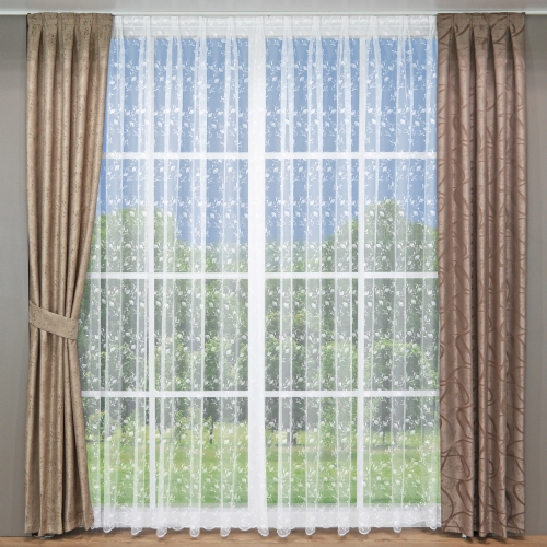 Waldheim - Store Gardine Meterware Stickerei ungen�ht Markisette wei� natur