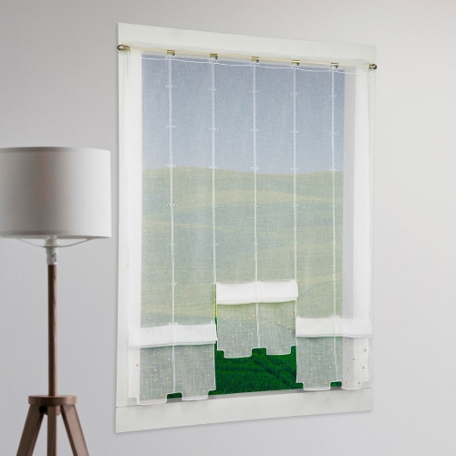 Oberwiesenthal grau - n�hfreies Raff-Panneaux Clip-Rollo Raff-Gardine