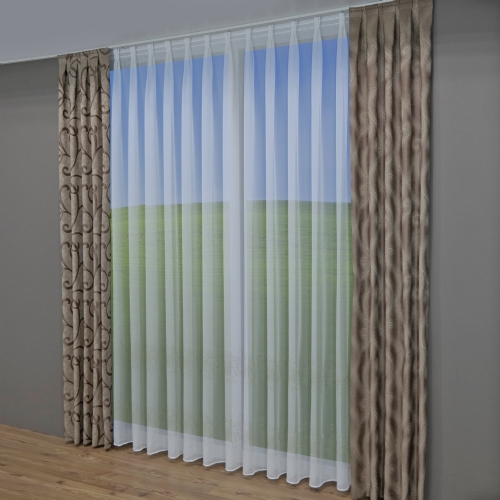 Oberlausitz - Store Gardine Meterware Schneeball-Stickerei ungen�ht Voile