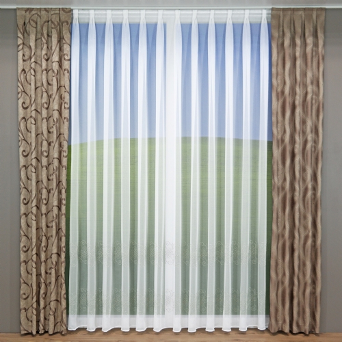 Oberlausitz - Store Gardine Meterware Schneeball-Stickerei ungen�ht Voile