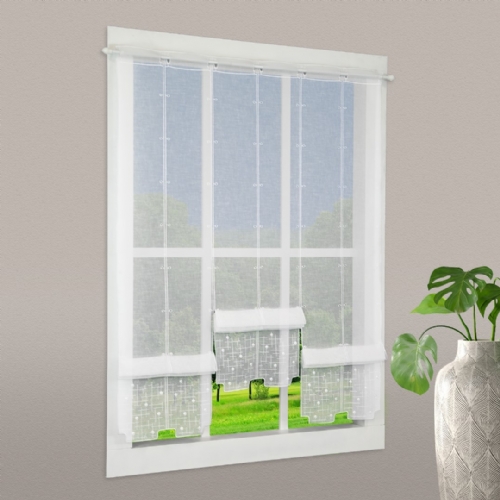 Oberwiesenthal wei� - n�hfreies Raff-Panneaux Clip-Rollo Raff-Gardine