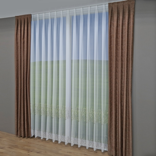 Crottendorf - Store Gardine Meterware Stickerei ungen�ht wei� silber bronze