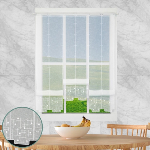 Oberwiesenthal wei� - n�hfreies Raff-Panneaux Clip-Rollo Raff-Gardine