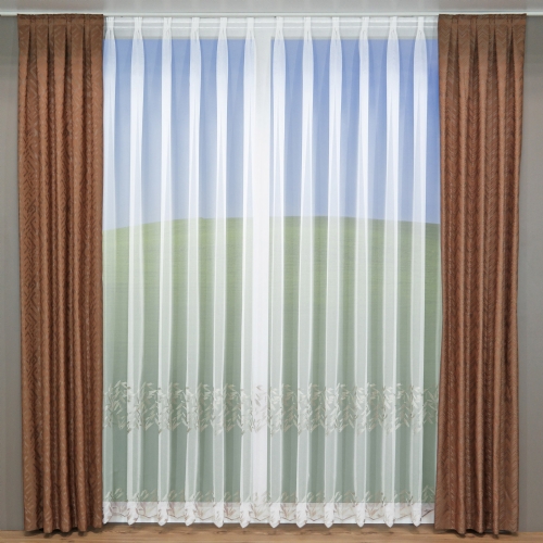 Crottendorf - Store Gardine Meterware Stickerei ungen�ht wei� silber bronze