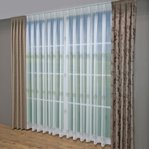 P�hl - Store Gardine Meterware Stickerei ungen�ht Effekt-Voile farbig