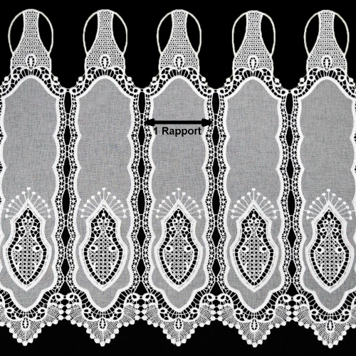 Mei�en - n�hfreie Landhaus-Spitze  Bistro-Gardine wei� oder ecr�